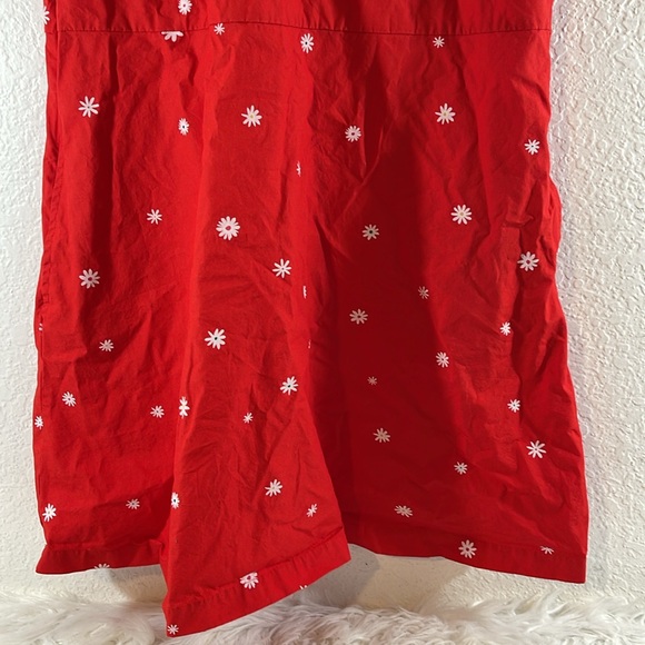 Ban.do Red Dress with Daisy White Floral Pattern Back Tie Front Pockets Sz Large - Picture 5 of 11